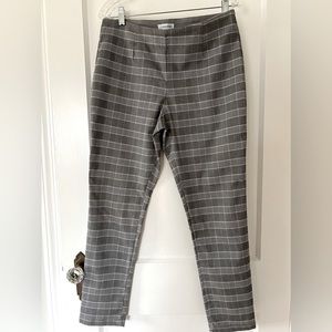 Calvin Klein Black & White Plaid Stretch Ankle Pants 10